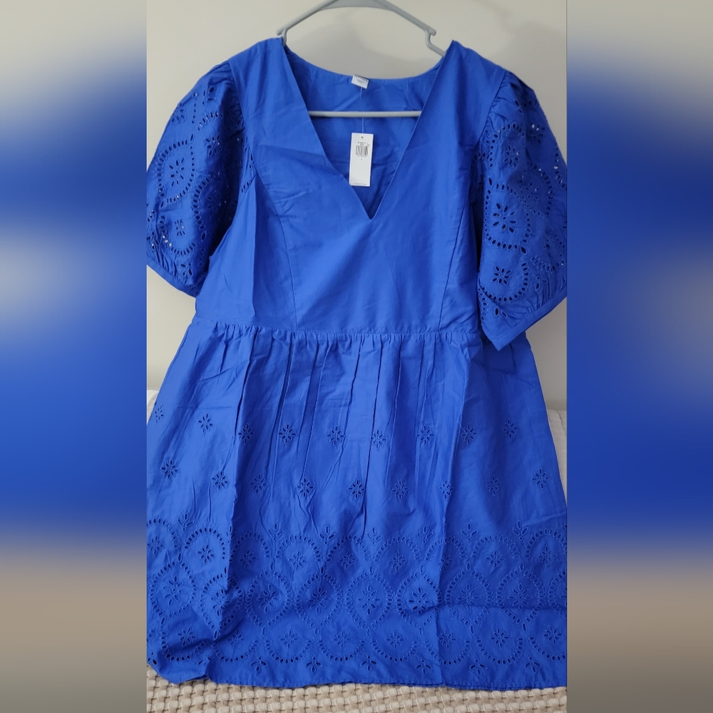 Eyelet Puff Sleeve Dress